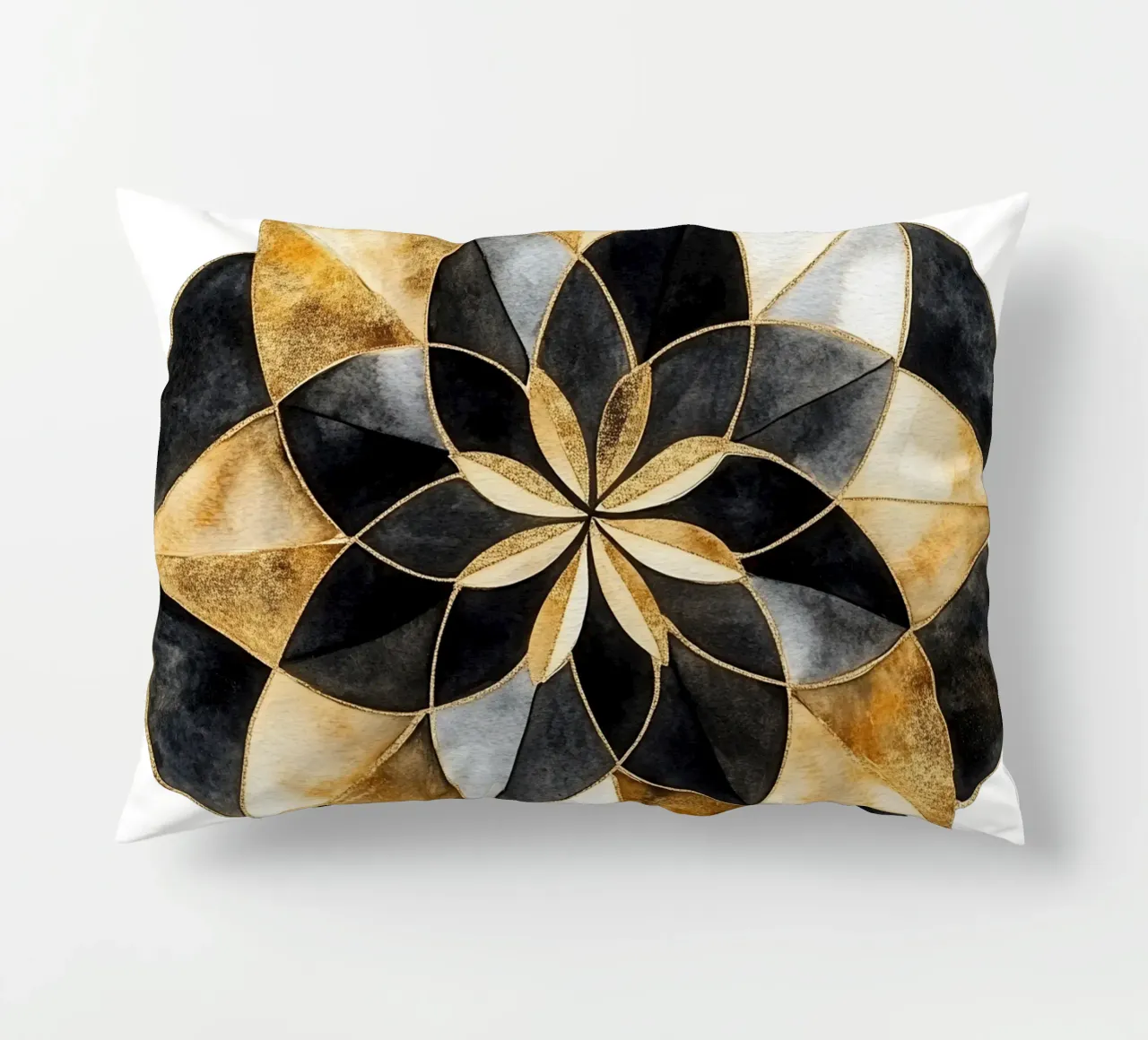 Mandala nero e oro cuscino da Spiritual Touch