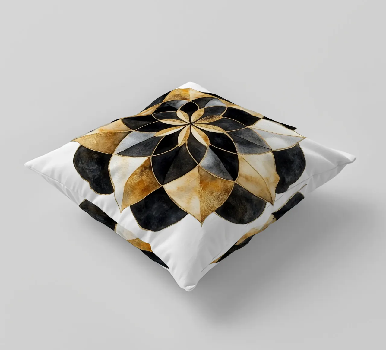 Mandala nero e oro cuscino da Spiritual Touch