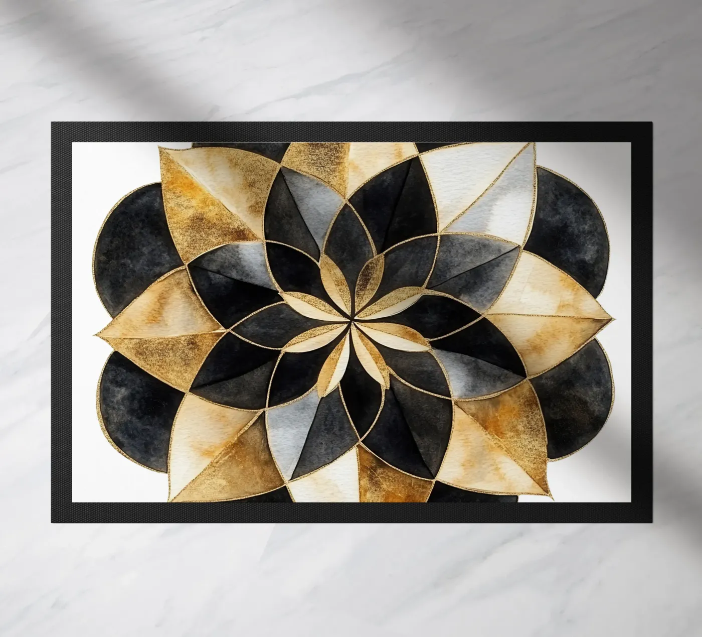 Mandala nero e oro zerbino da Spiritual Touch