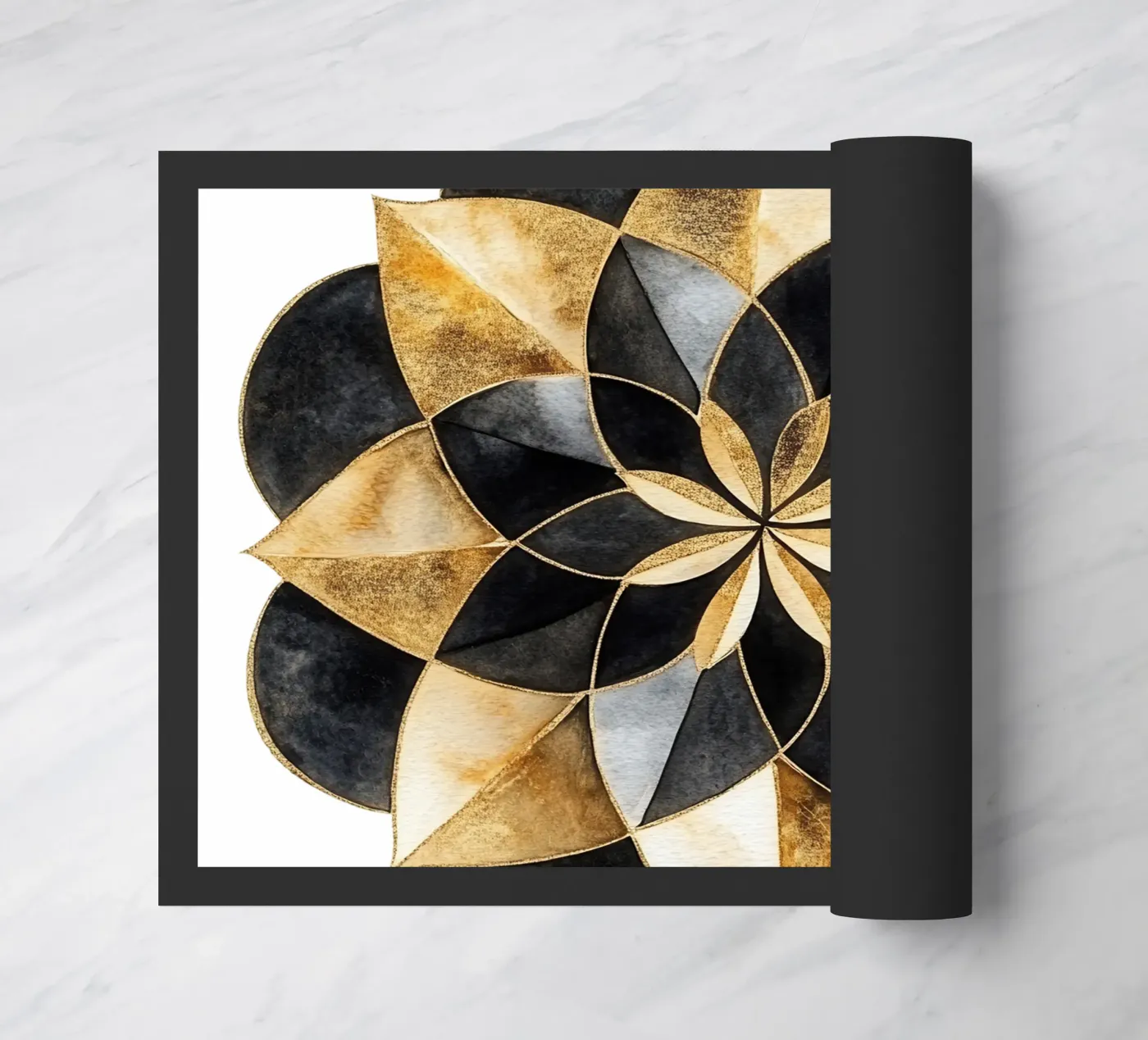 Mandala nero e oro zerbino da Spiritual Touch