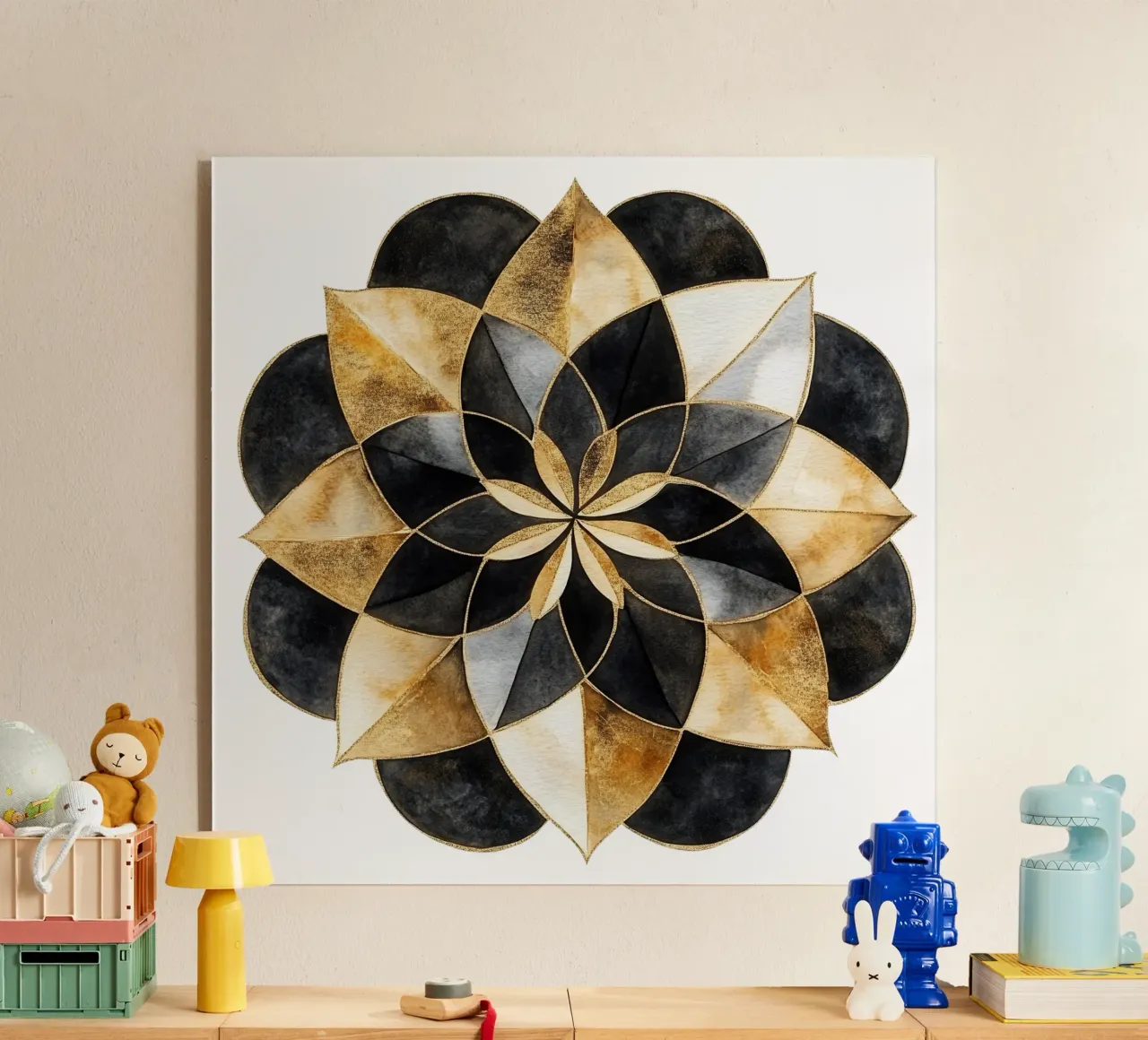 Mandala nero e oro plexiglass da Spiritual Touch