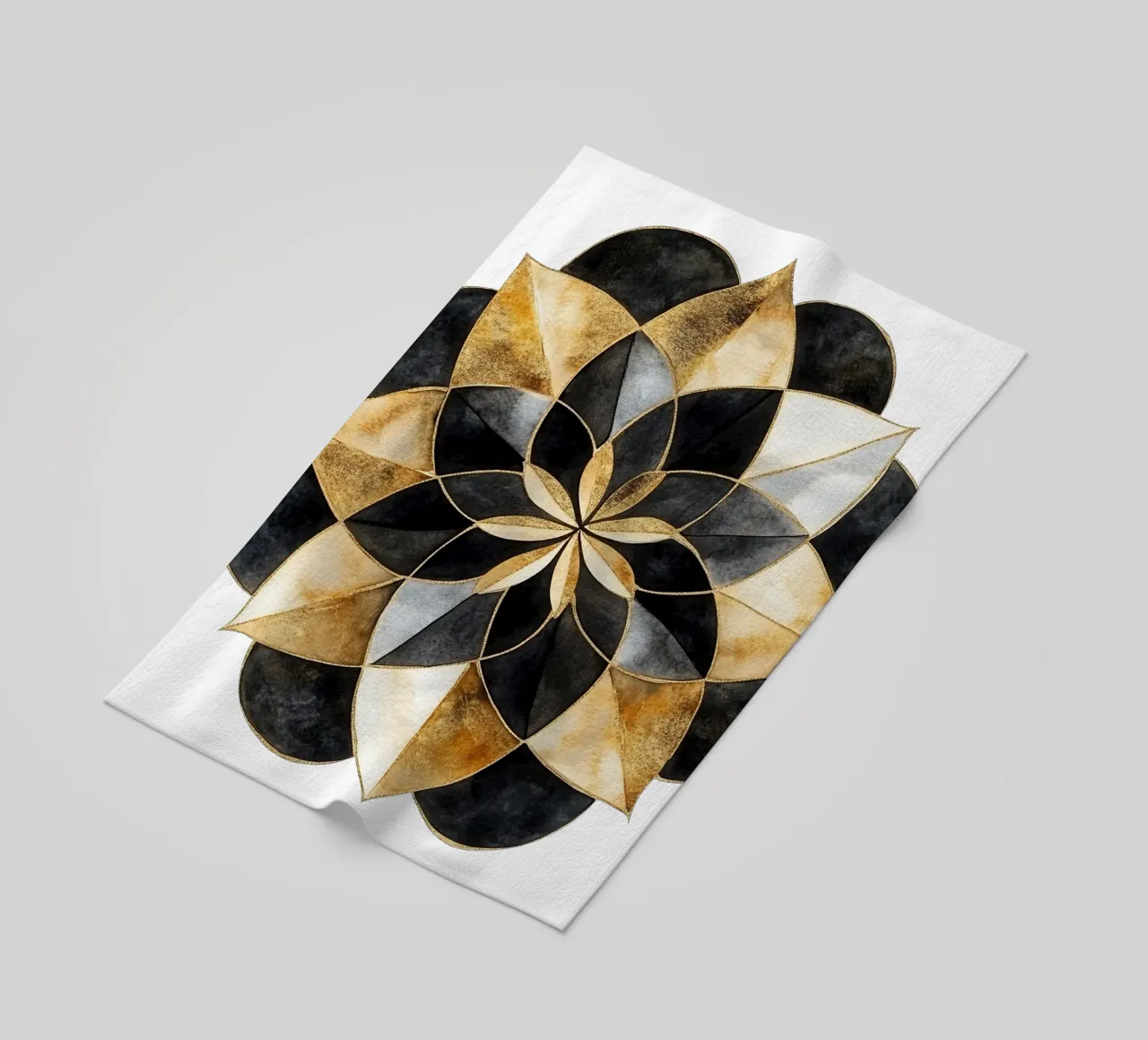 Mandala nero e oro telo mare da Spiritual Touch