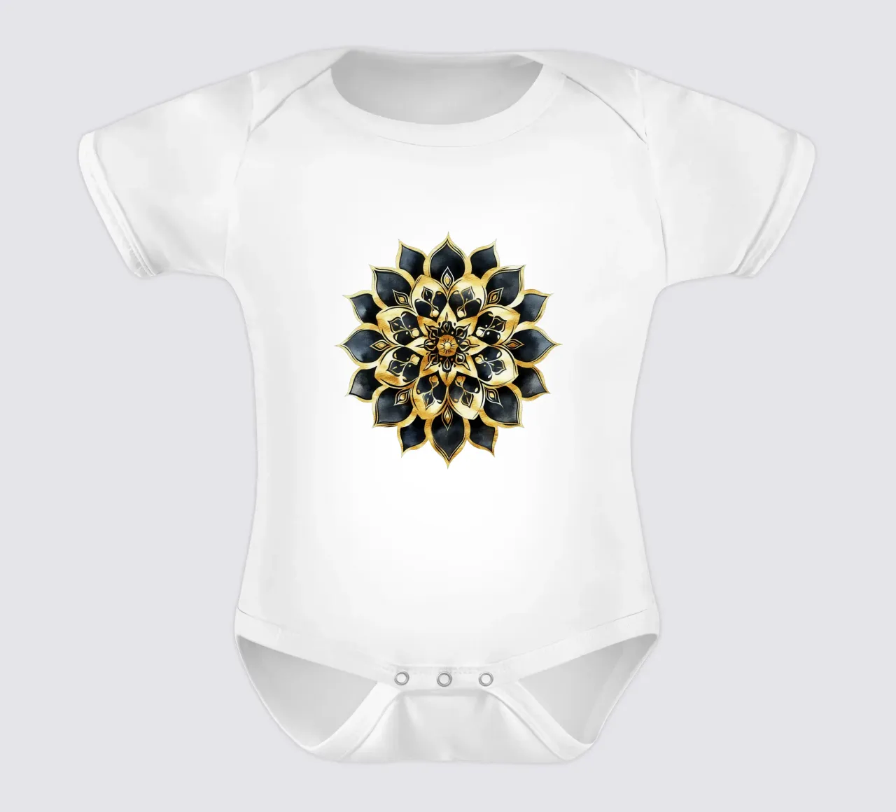 Mandala nero e oro body neonato maniche corte da Spiritual Touch