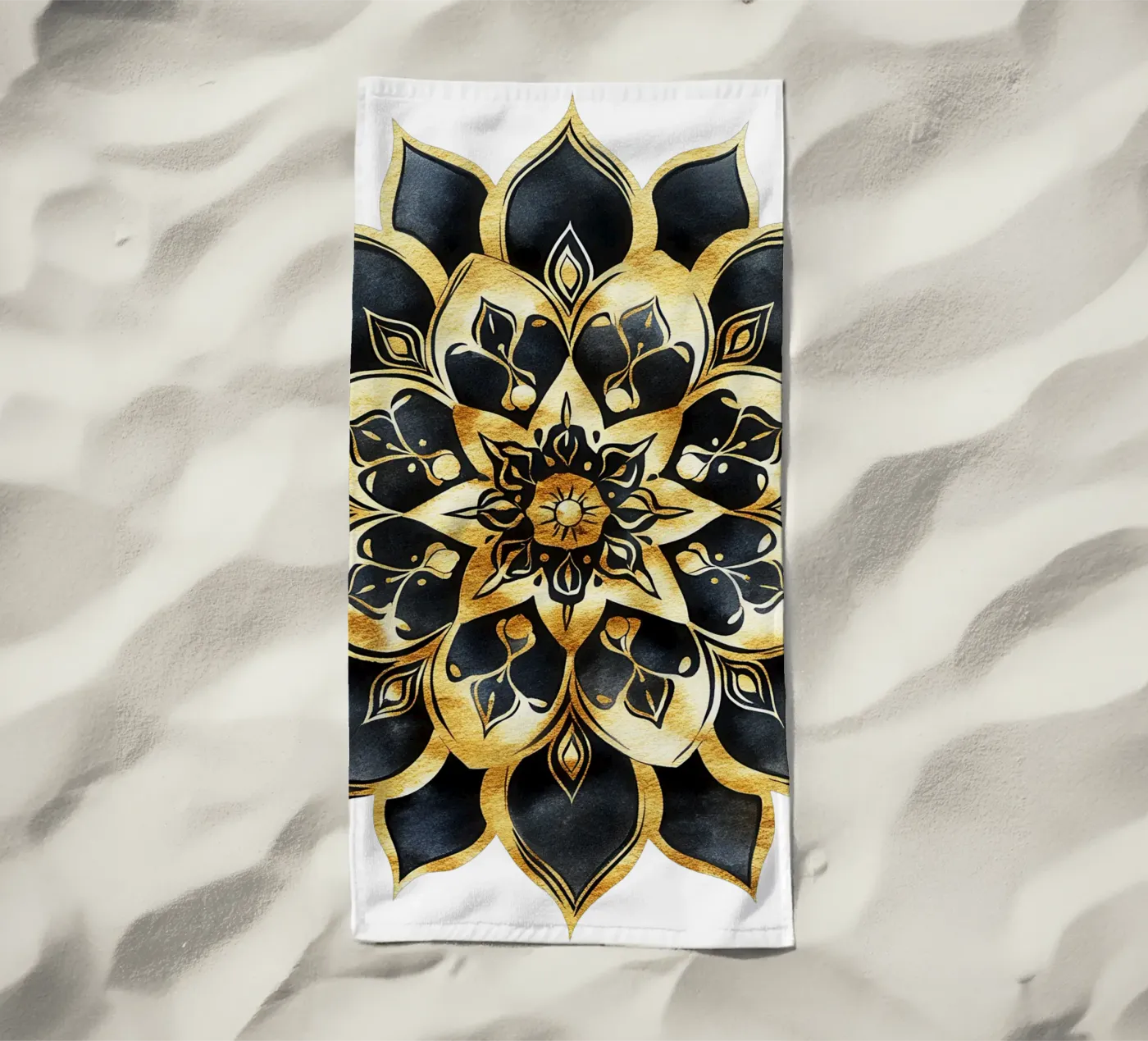 Black & Gold Mandala telo mare da Spiritual Touch
