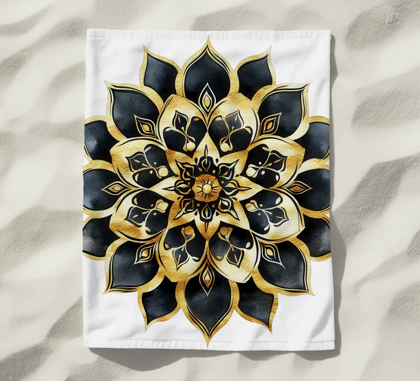 Black & Gold Mandala telo mare da Spiritual Touch