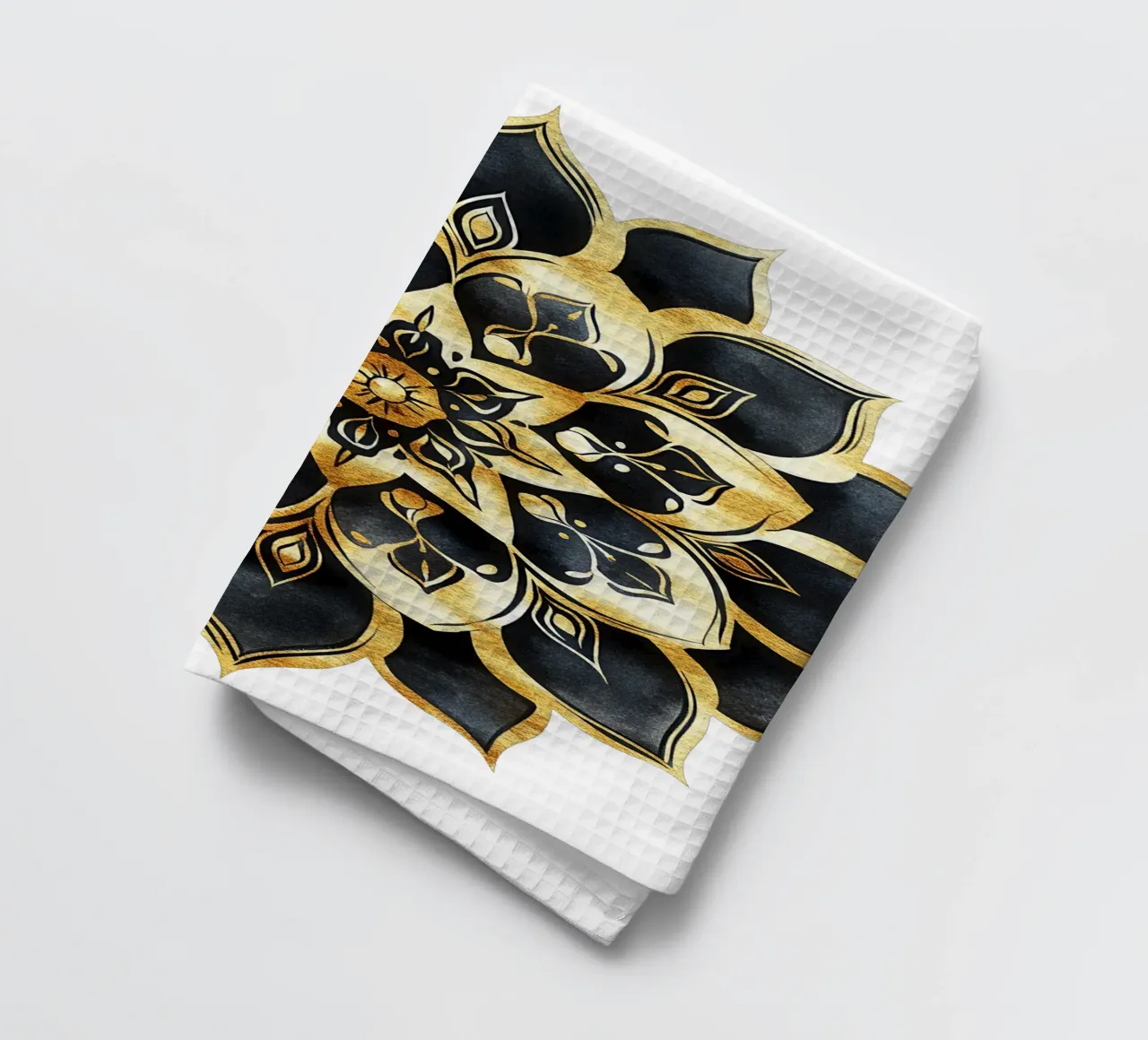 Schwarz-goldenes Mandala Geschirrtuch von Spiritual Touch