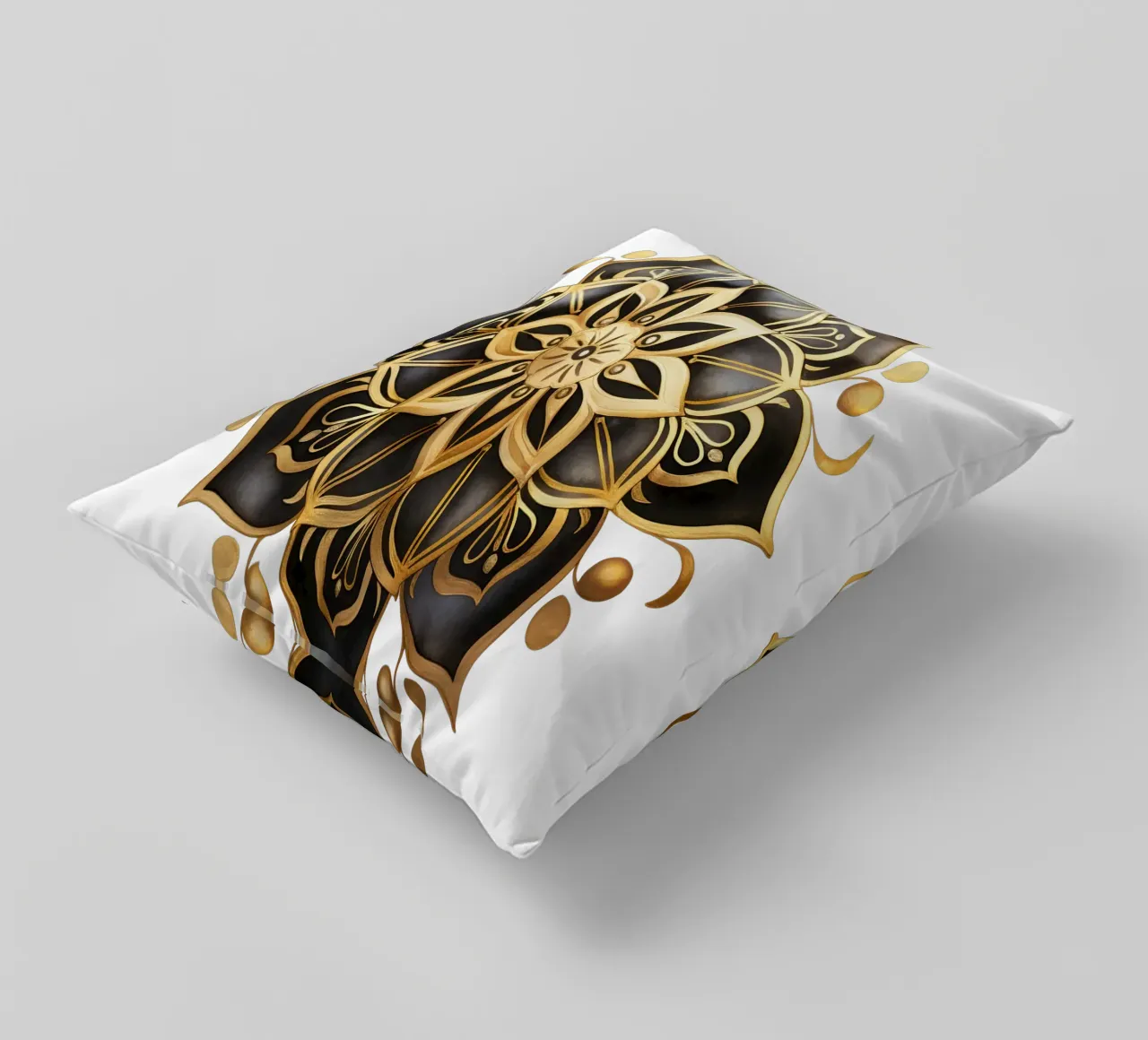 Black & Gold Mandala decorative cushion by Spiritual Touch