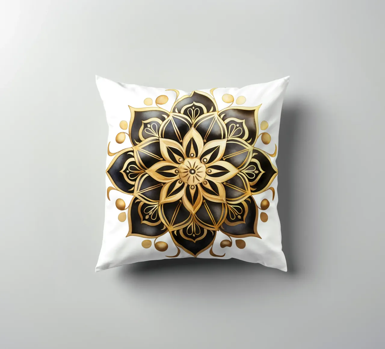 Black & Gold Mandala decorative cushion by Spiritual Touch
