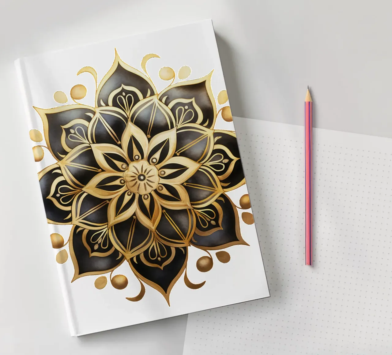 Schwarz-goldenes Mandala Notizbuch von Spiritual Touch