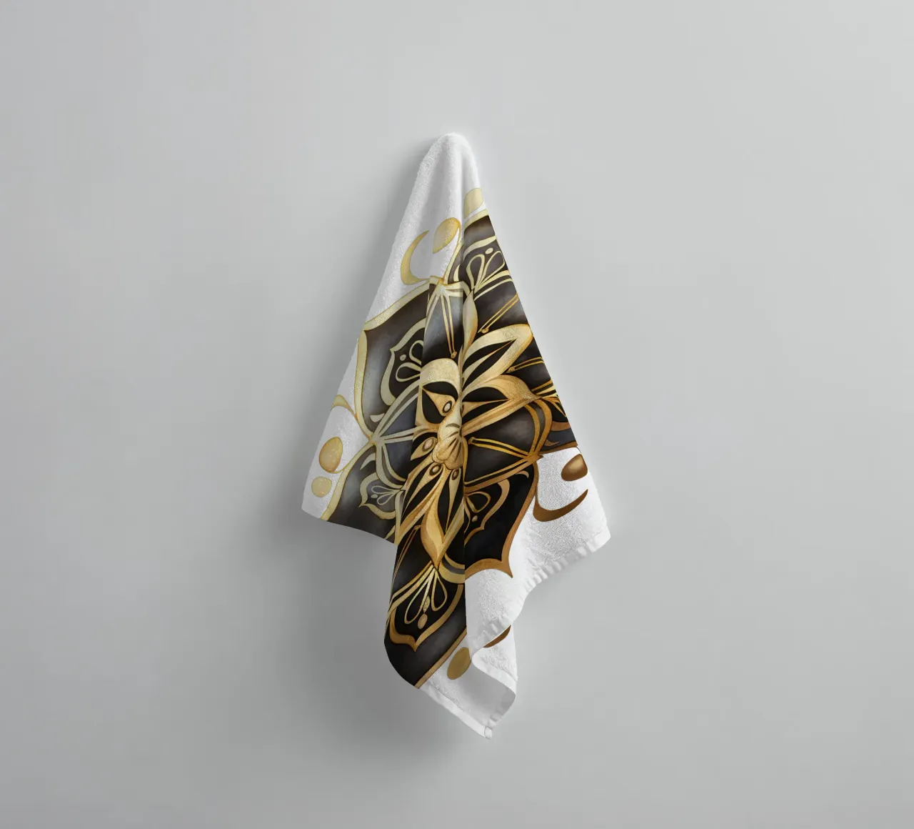 Mandala nero e oro asciugamano da bagno da Spiritual Touch