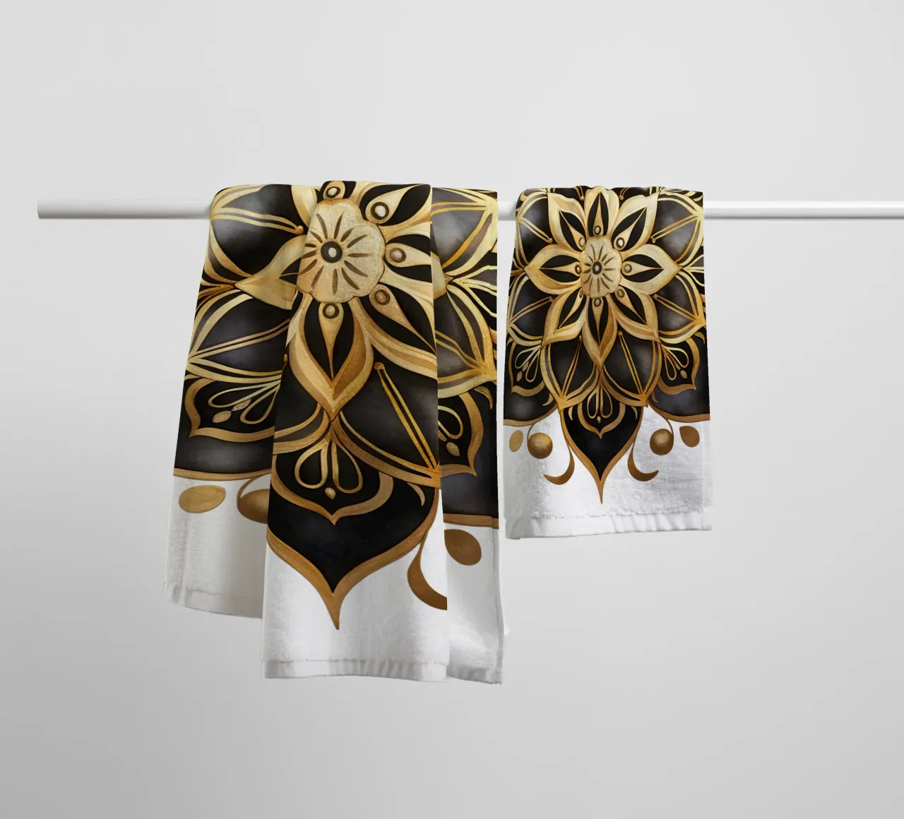 Mandala nero e oro asciugamano da bagno da Spiritual Touch