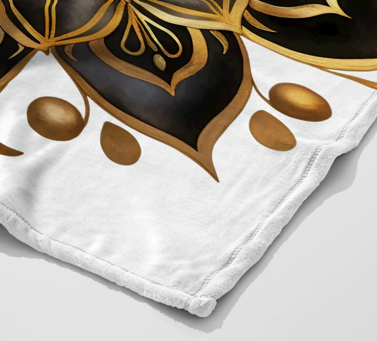 Black & Gold Mandala fleece blanket by Spiritual Touch