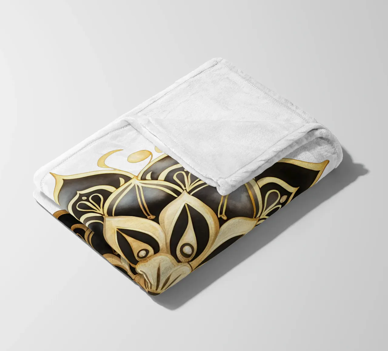 Black & Gold Mandala fleece blanket by Spiritual Touch