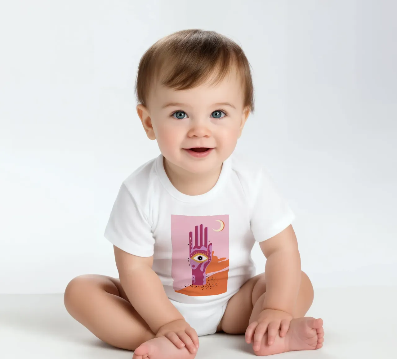 Mano occhio luna body neonato maniche corte da Demar Galleria