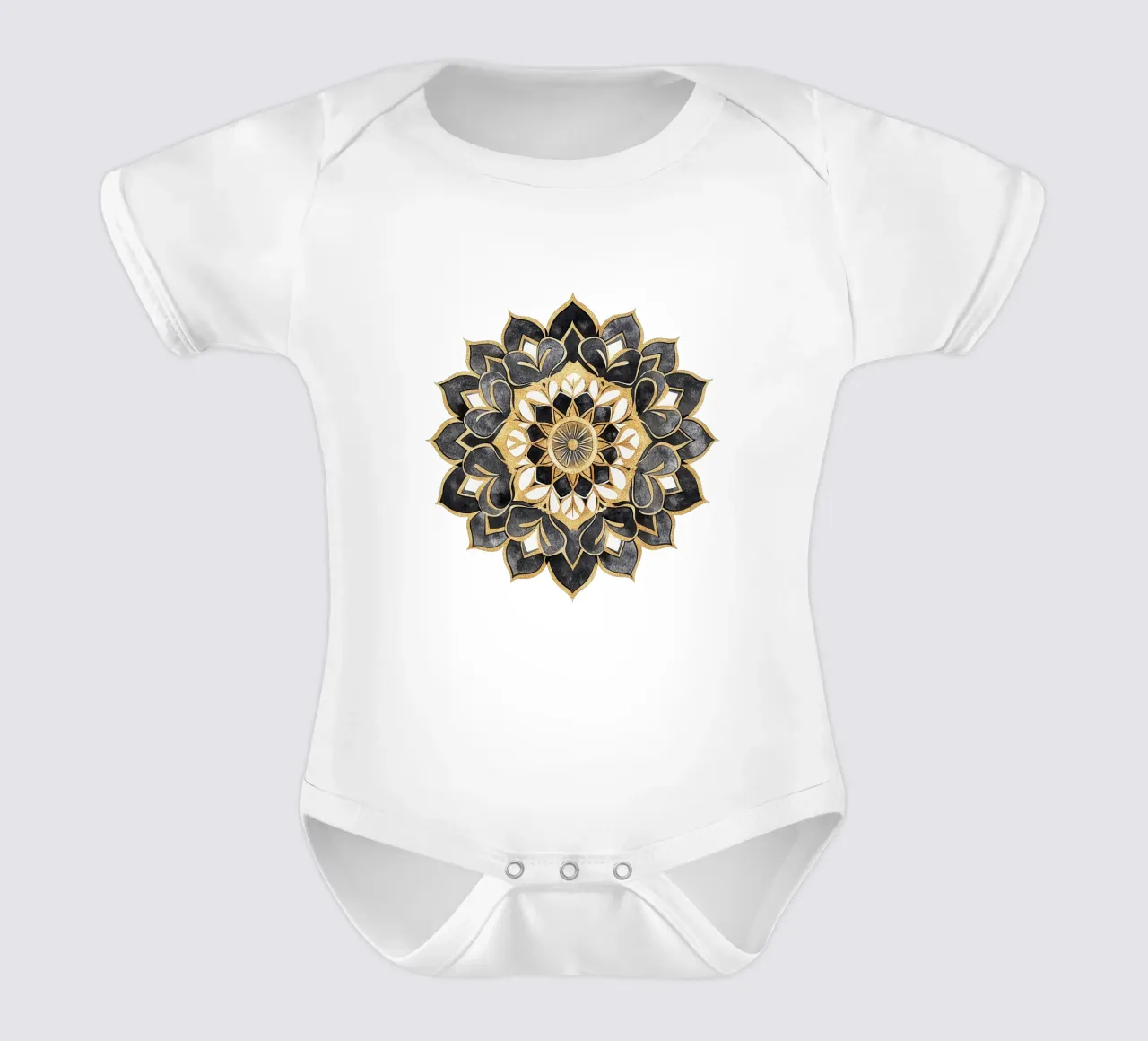 Mandala nero e oro body neonato maniche corte da Spiritual Touch
