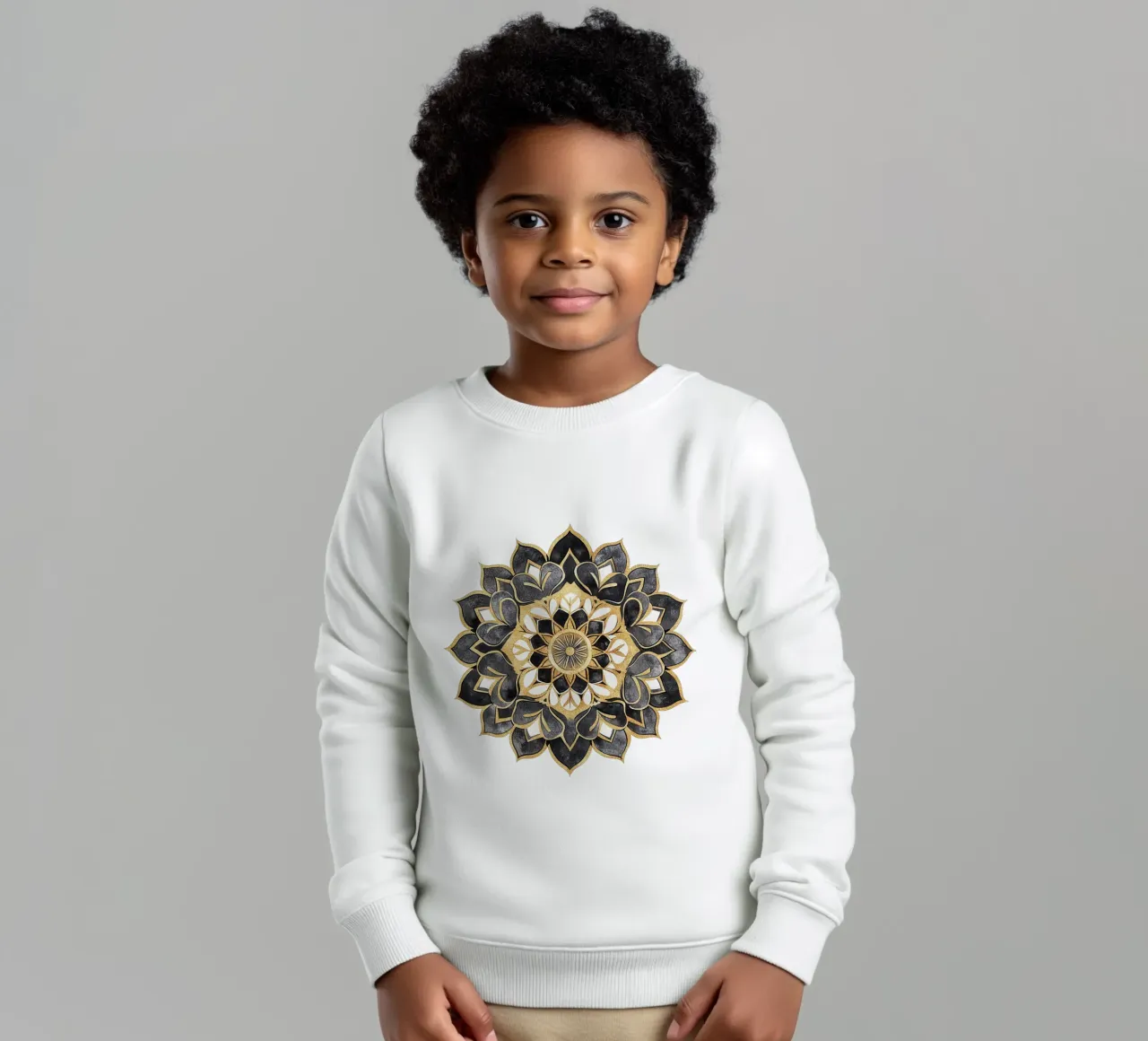 Mandala zwart-goud kinder sweatshirt van Spiritual Touch