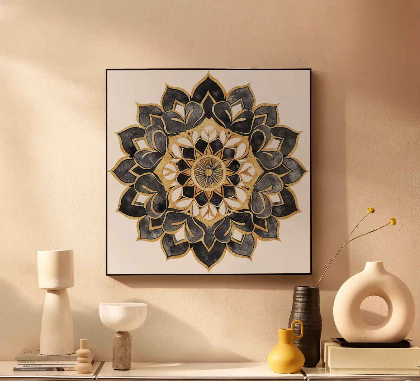 Mandala nero e oro plexiglass da Spiritual Touch