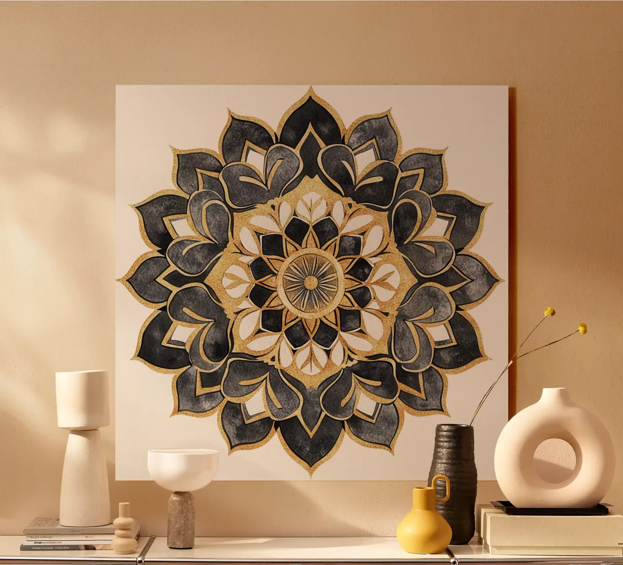 Mandala nero e oro plexiglass da Spiritual Touch