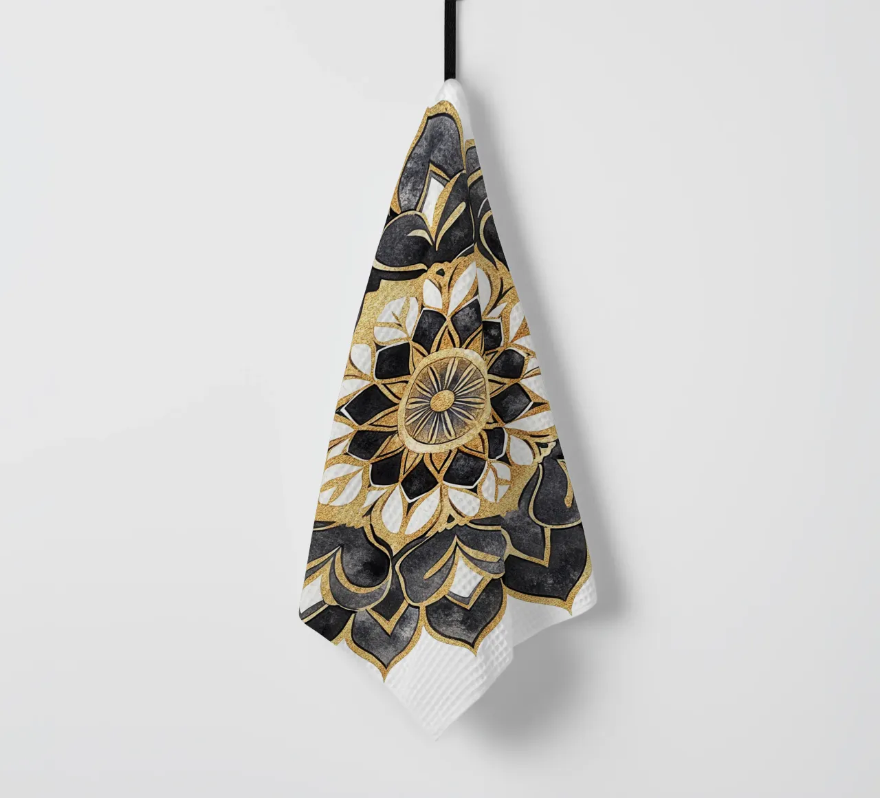 Mandala nero e oro canovaccio da cucina da Spiritual Touch