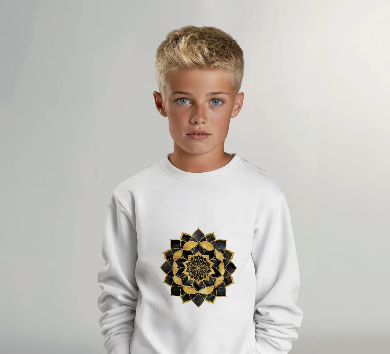Mandala nero e oro felpa bambino da Spiritual Touch
