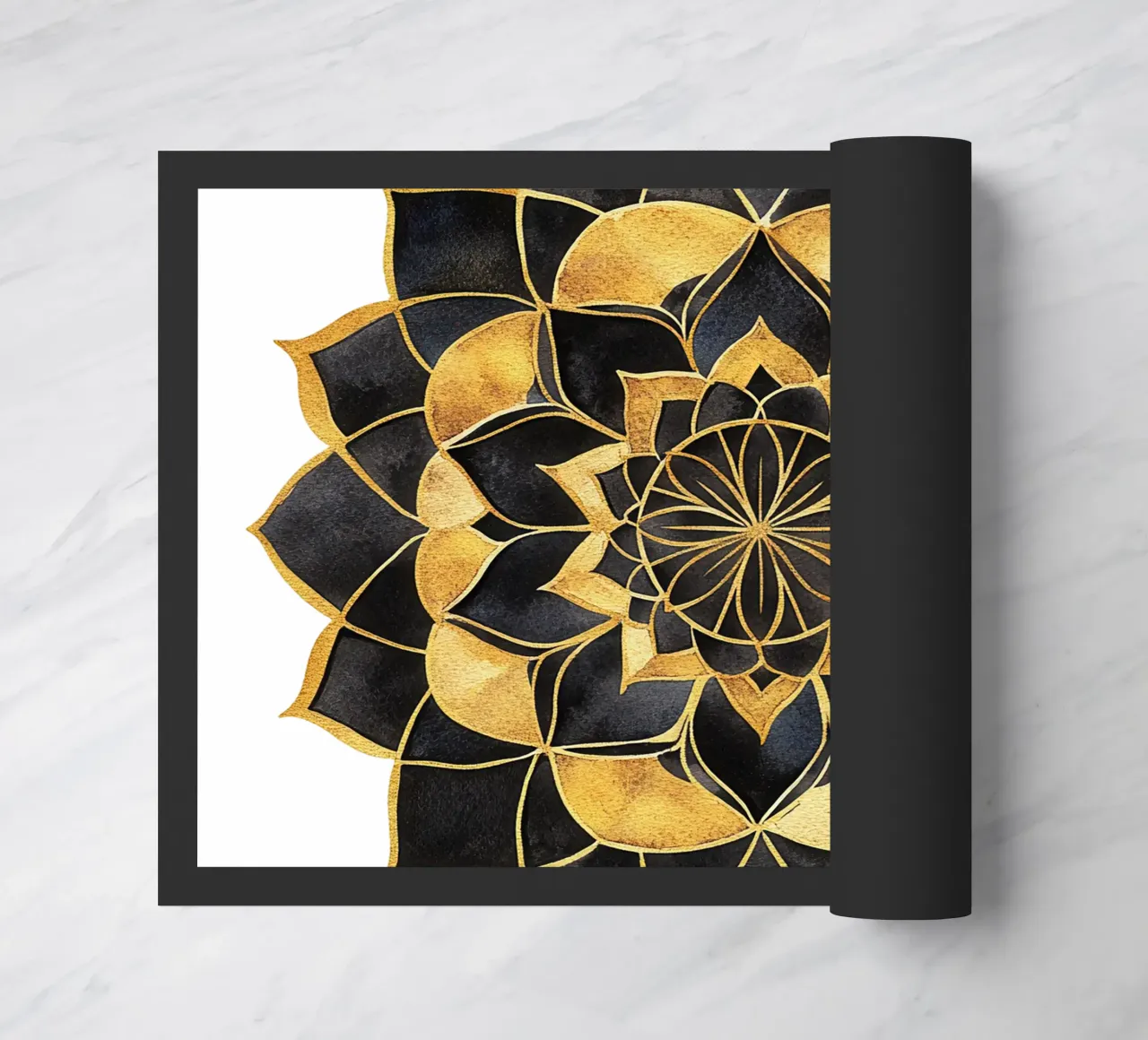 Mandala nero e oro zerbino da Spiritual Touch