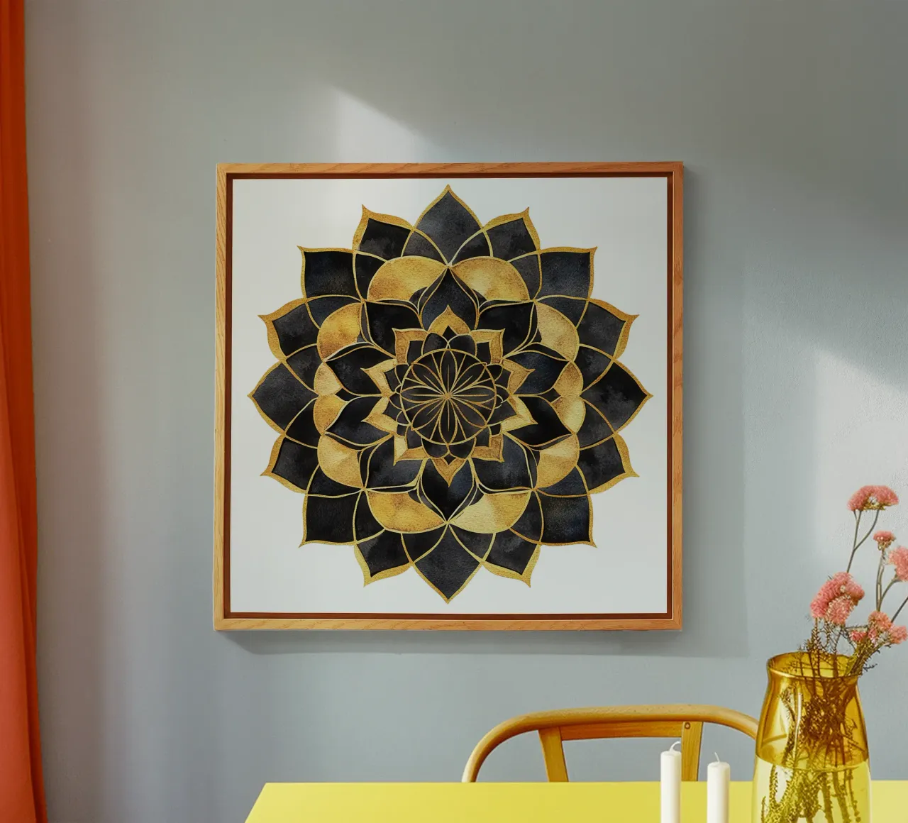 Mandala nero e oro plexiglass da Spiritual Touch