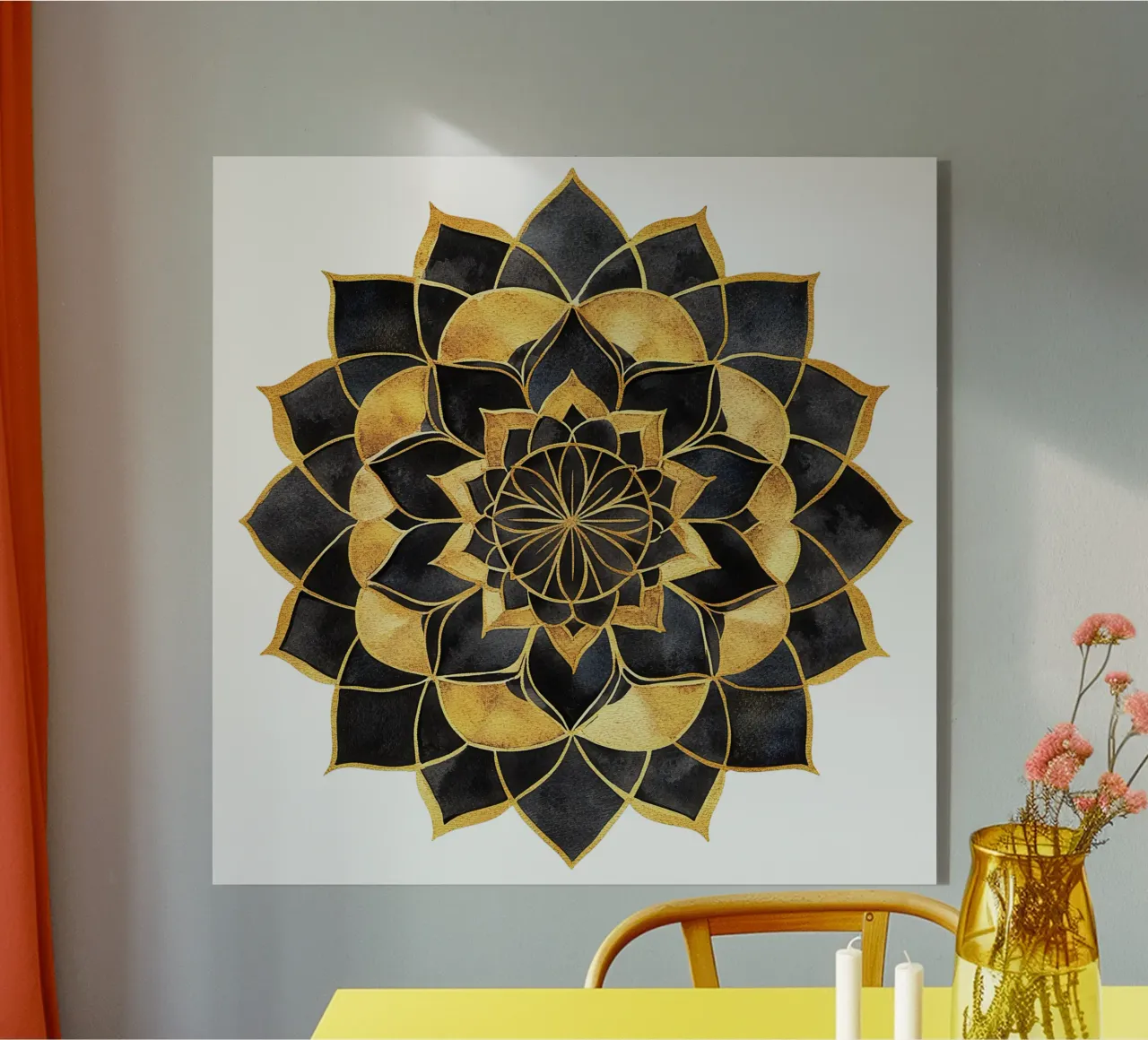Mandala nero e oro plexiglass da Spiritual Touch