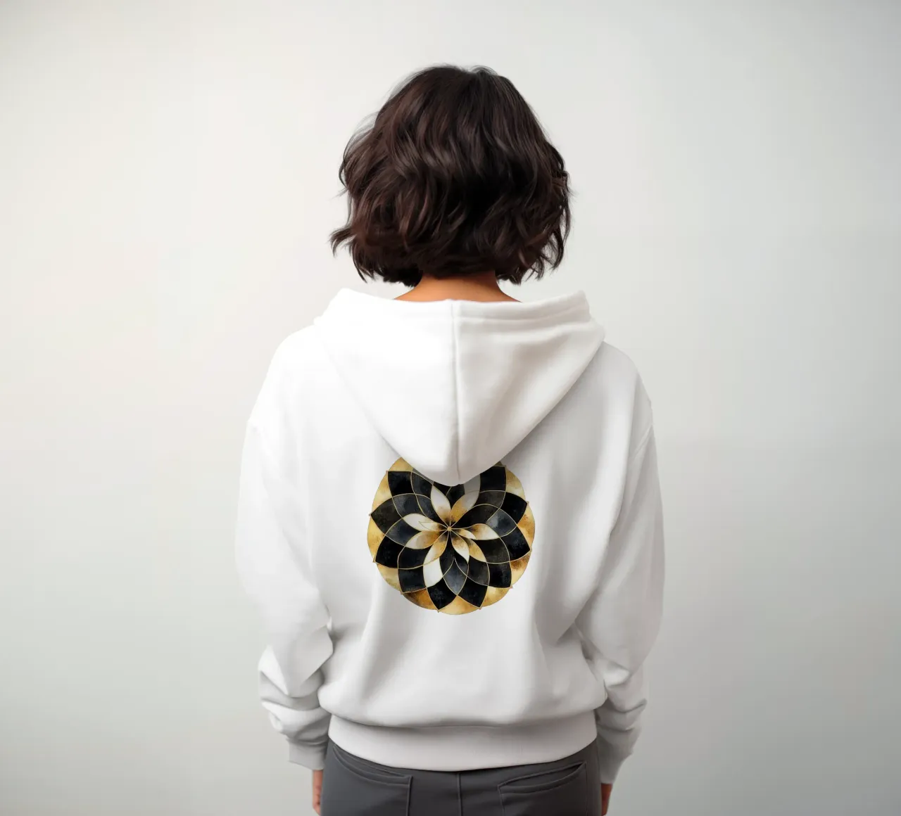 Mandala nero e oro felpa con cappuccio da Spiritual Touch