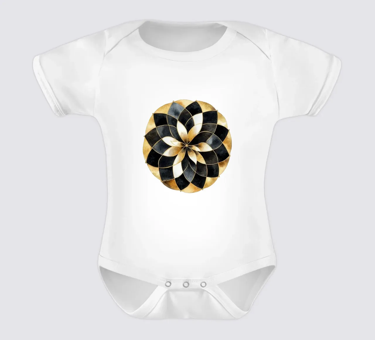 Mandala nero e oro body neonato maniche corte da Spiritual Touch