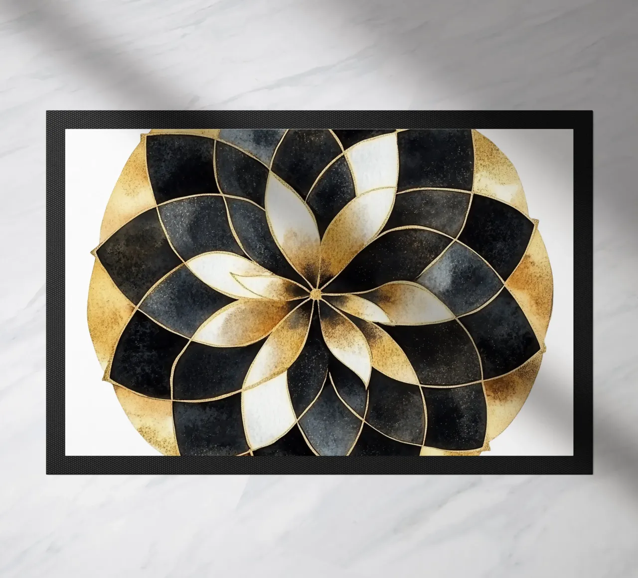 Mandala nero e oro zerbino da Spiritual Touch