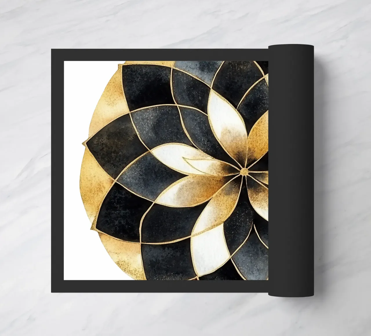 Mandala nero e oro zerbino da Spiritual Touch