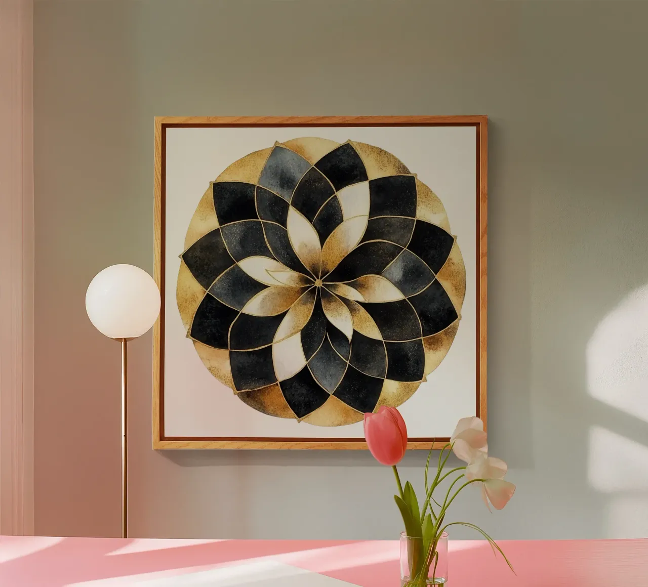 Mandala nero e oro plexiglass da Spiritual Touch