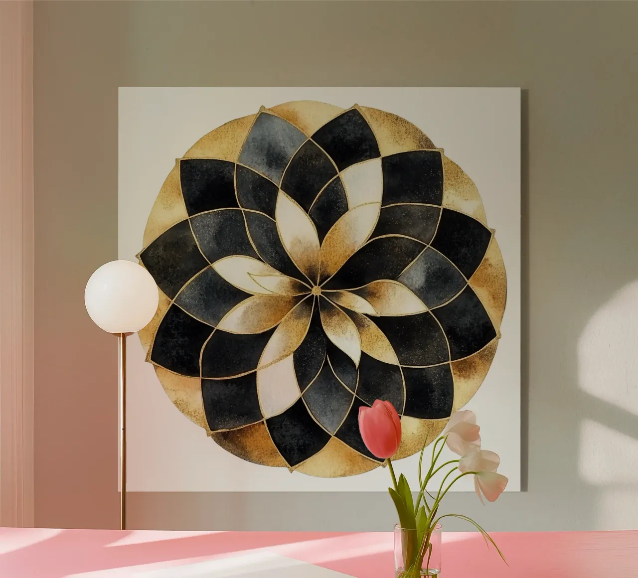 Mandala nero e oro plexiglass da Spiritual Touch