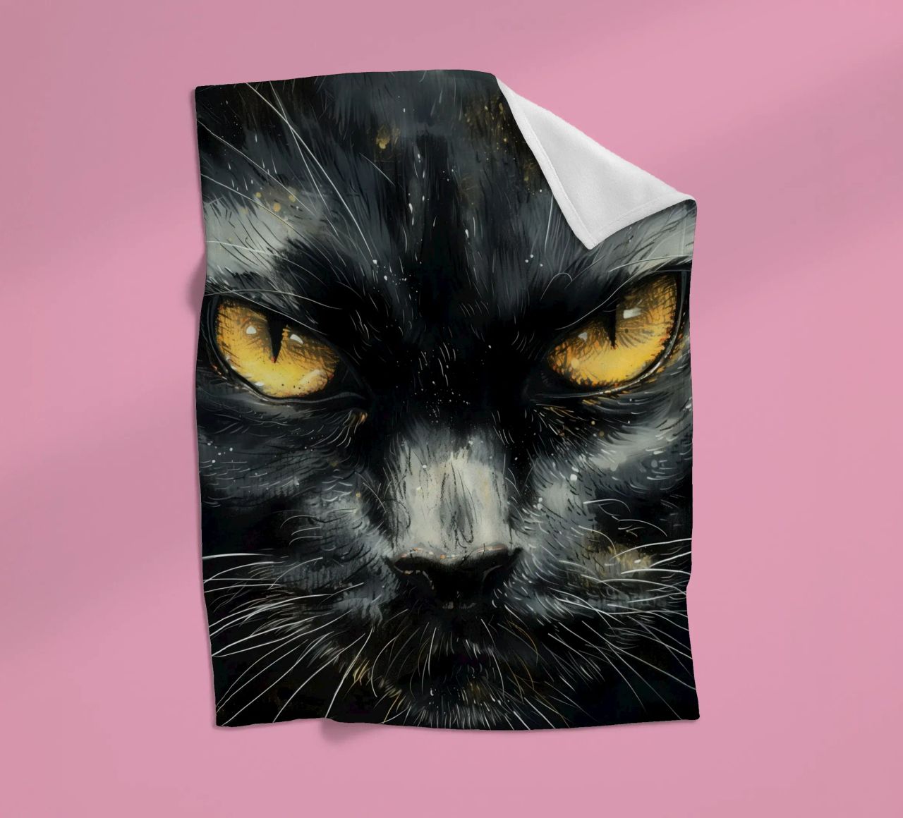 Volto di gatto nero coperta in pile da Justyna Jaszke JBJart