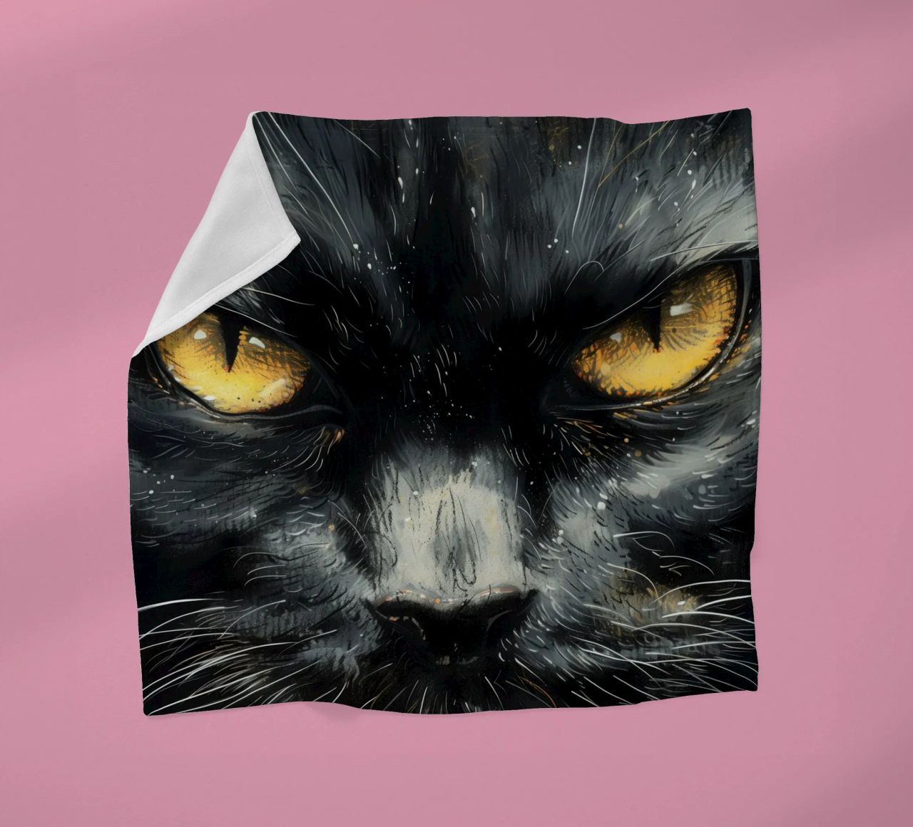 Volto di gatto nero coperta in pile da Justyna Jaszke JBJart