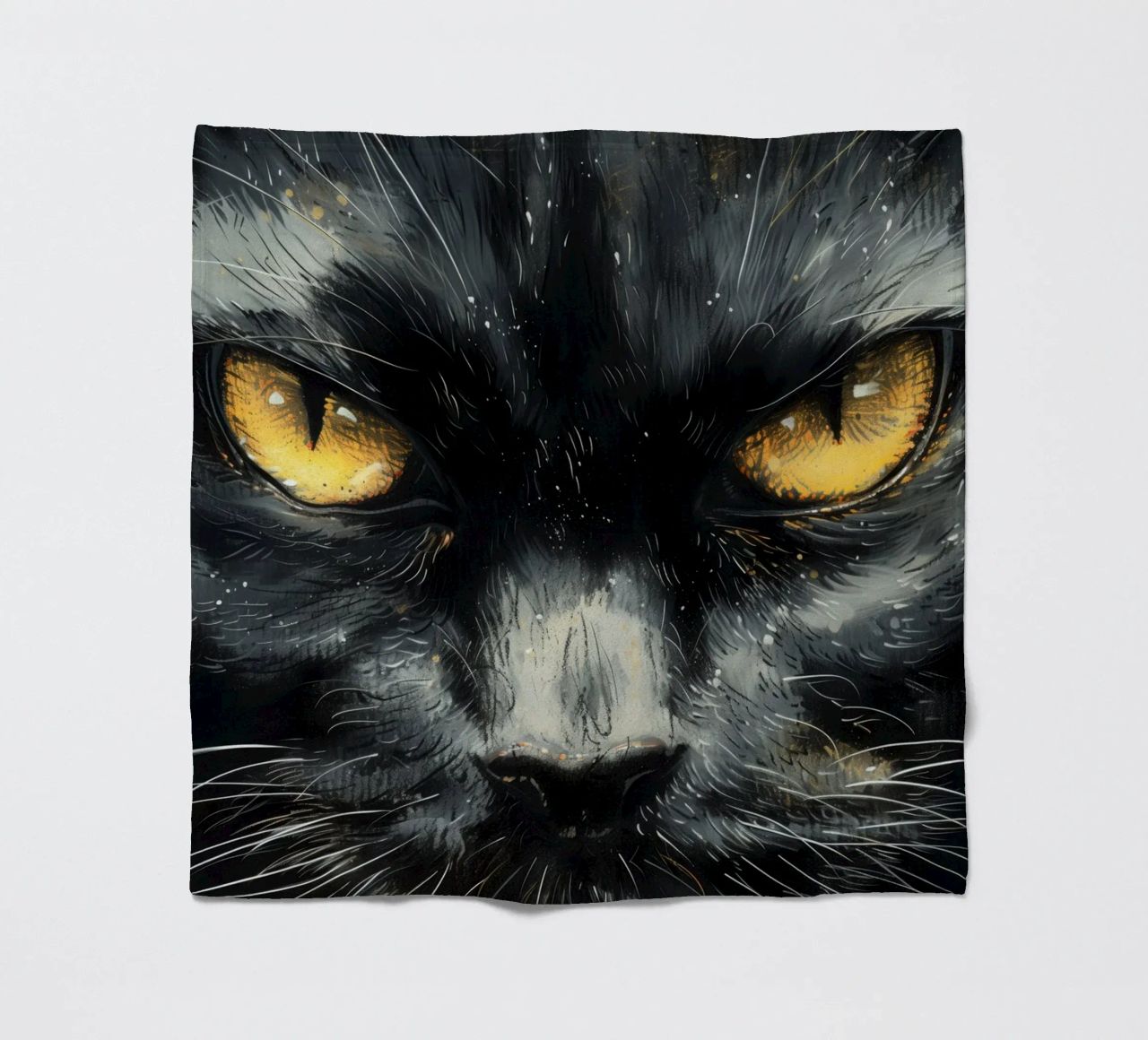 Volto di gatto nero coperta in pile da Justyna Jaszke JBJart