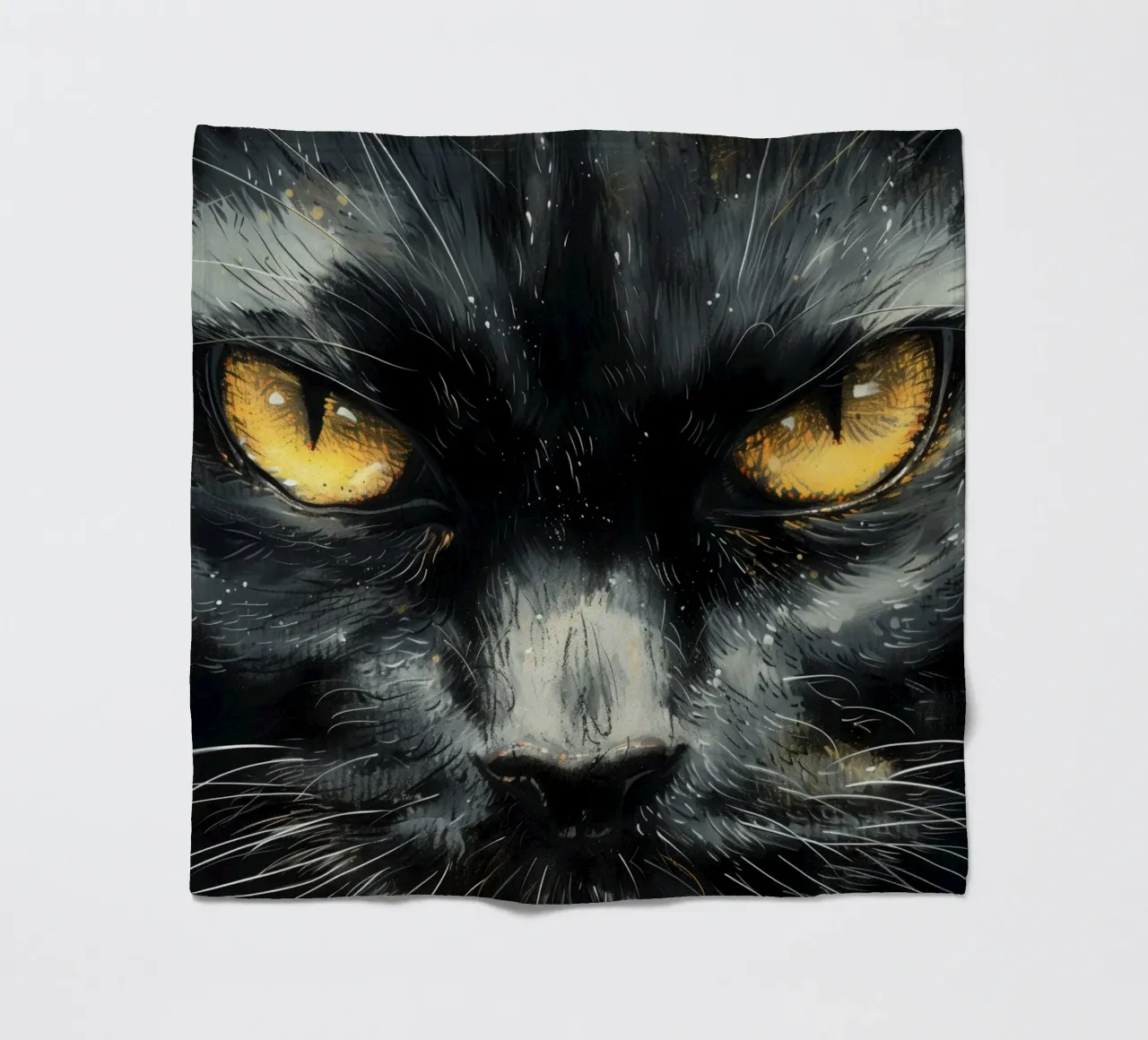 Volto di gatto nero coperta in pile da Justyna Jaszke JBJart