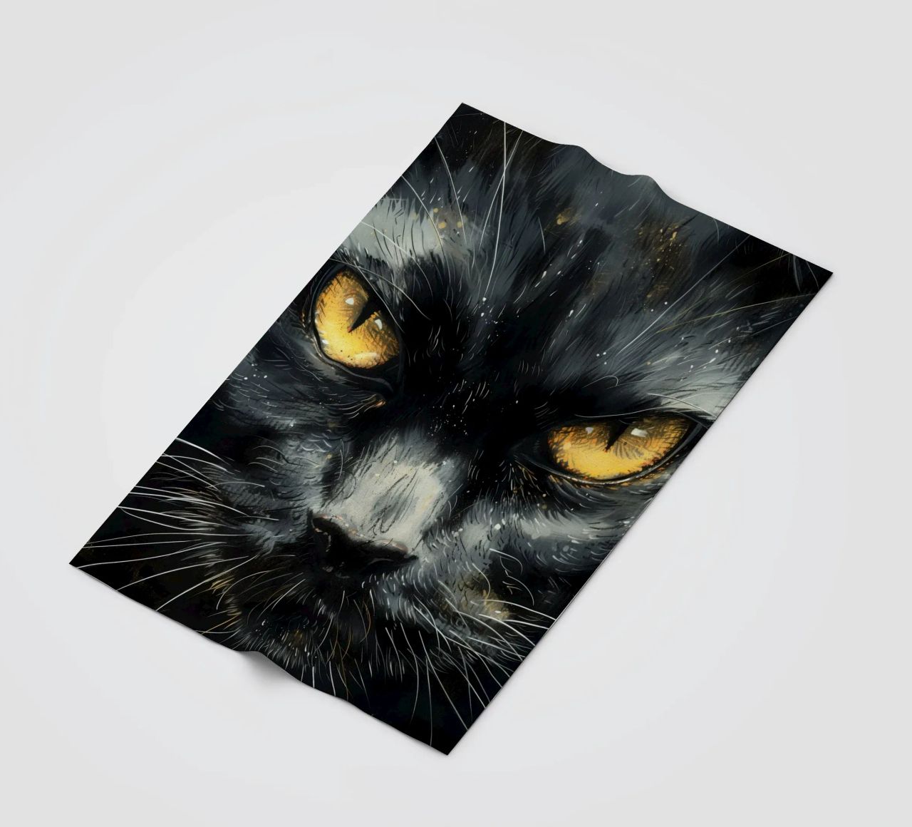 Volto di gatto nero coperta in pile da Justyna Jaszke JBJart