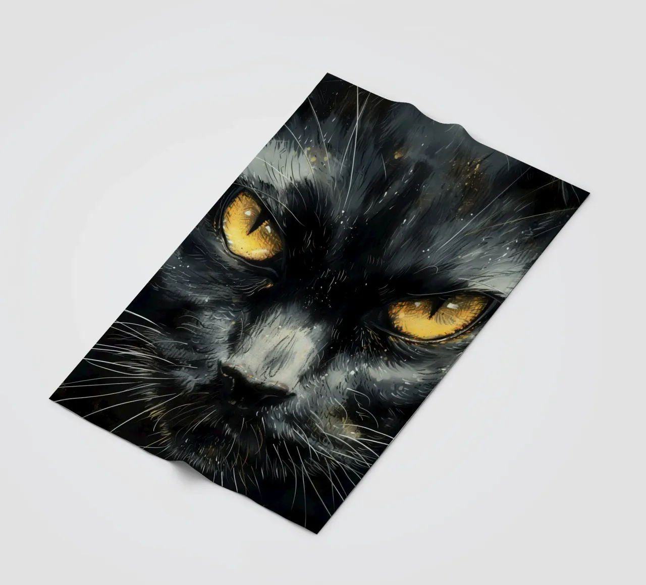 Volto di gatto nero coperta in pile da Justyna Jaszke JBJart