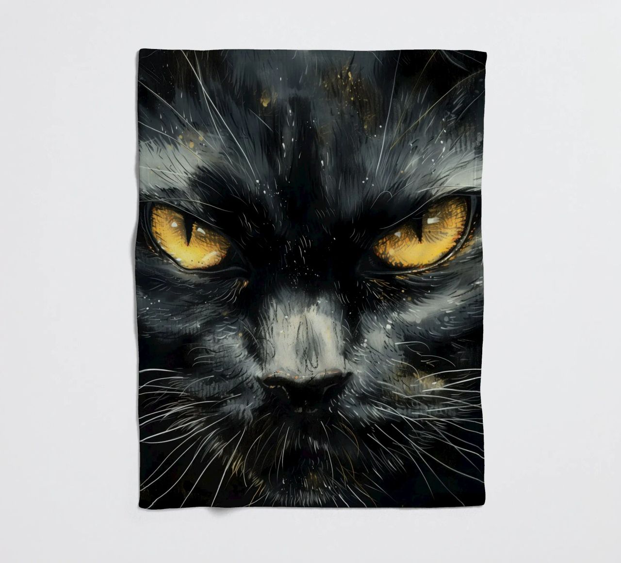 Volto di gatto nero coperta in pile da Justyna Jaszke JBJart
