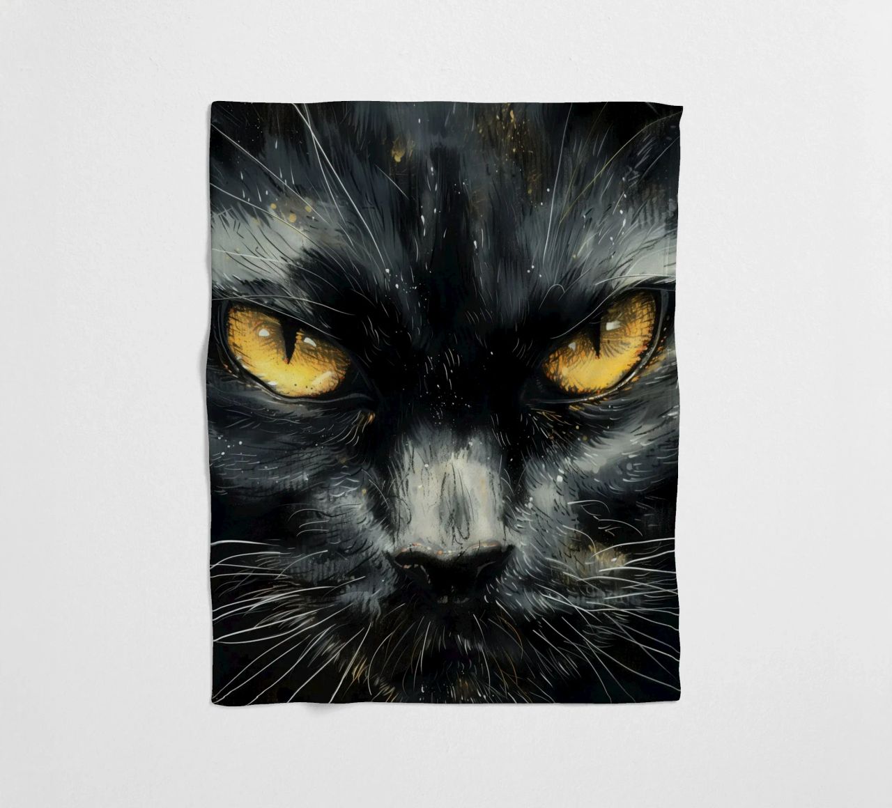 Volto di gatto nero coperta in pile da Justyna Jaszke JBJart