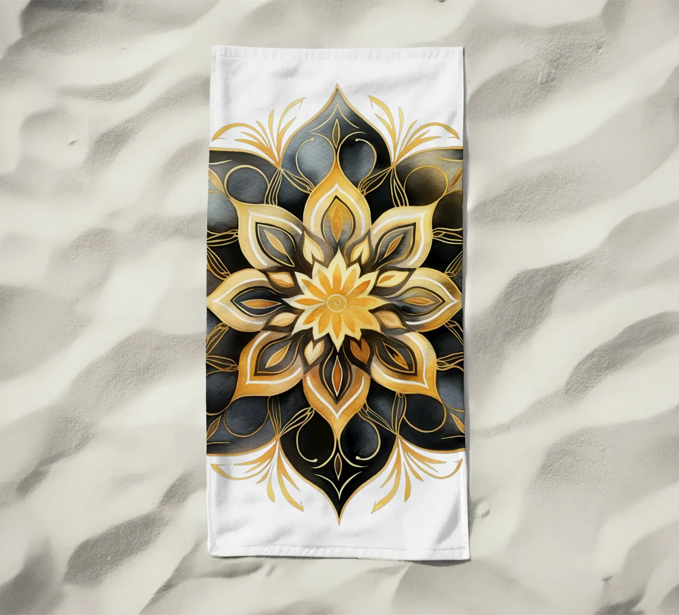Black & Gold Mandala telo mare da Spiritual Touch