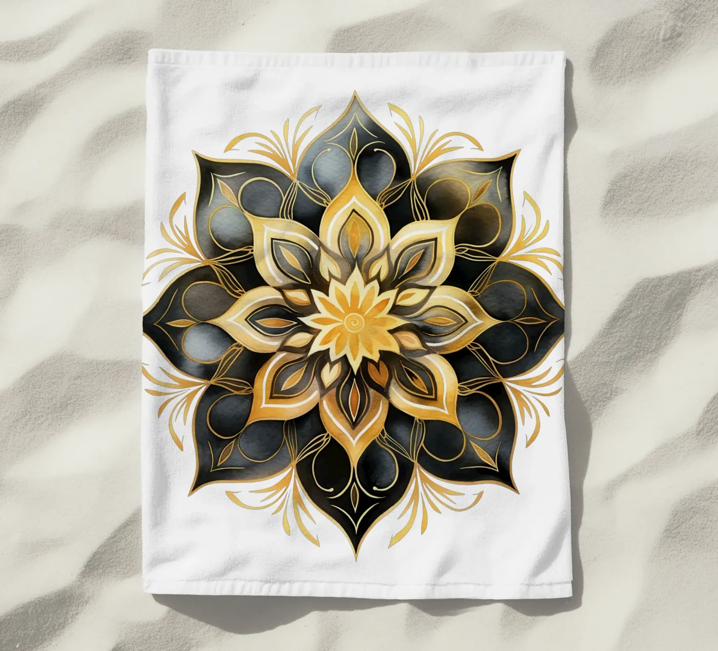 Black & Gold Mandala telo mare da Spiritual Touch