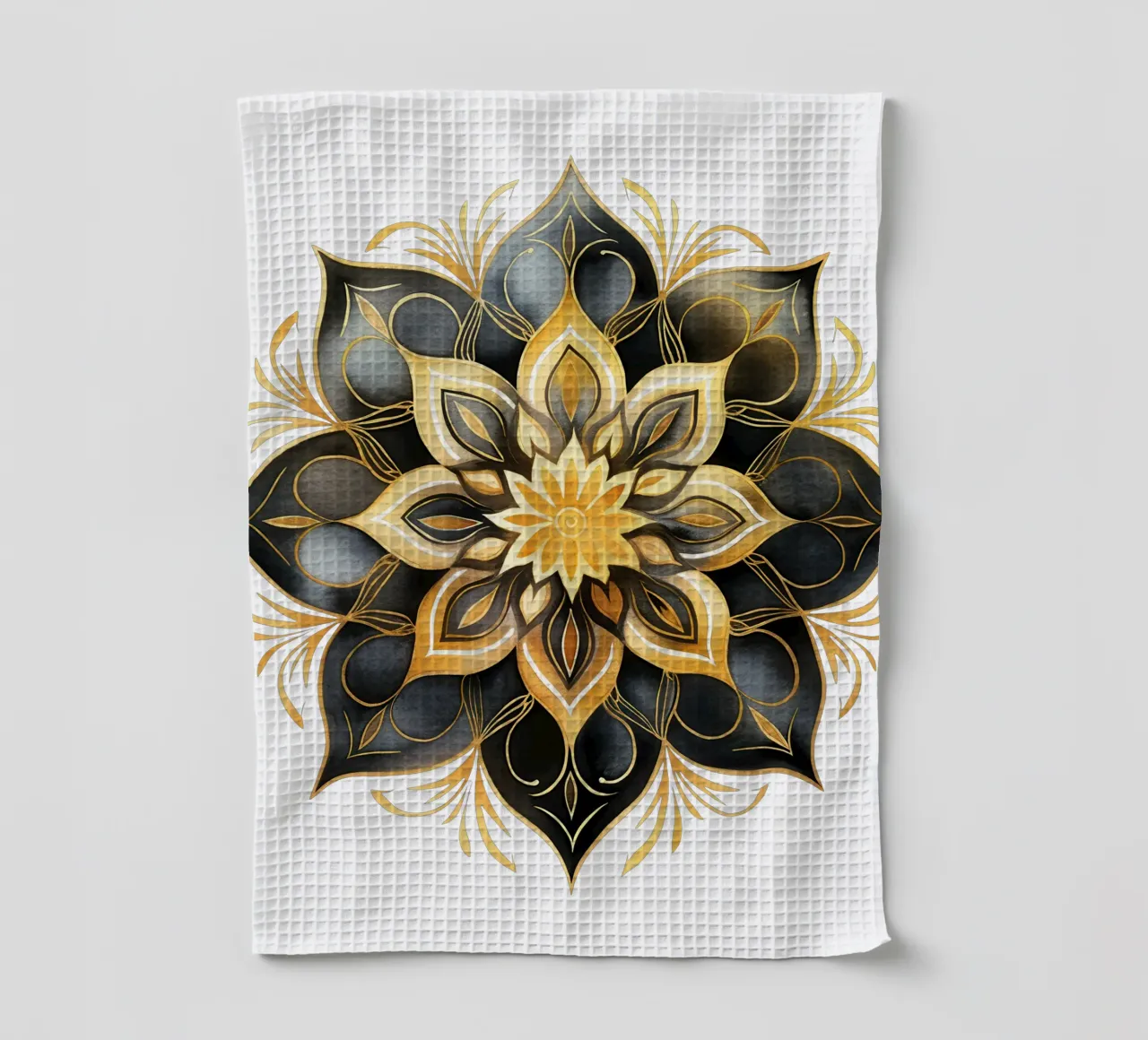 Mandala nero e oro canovaccio da cucina da Spiritual Touch