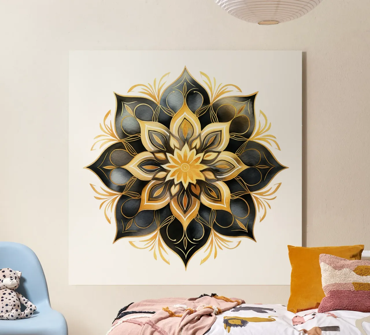Mandala nero e oro plexiglass da Spiritual Touch