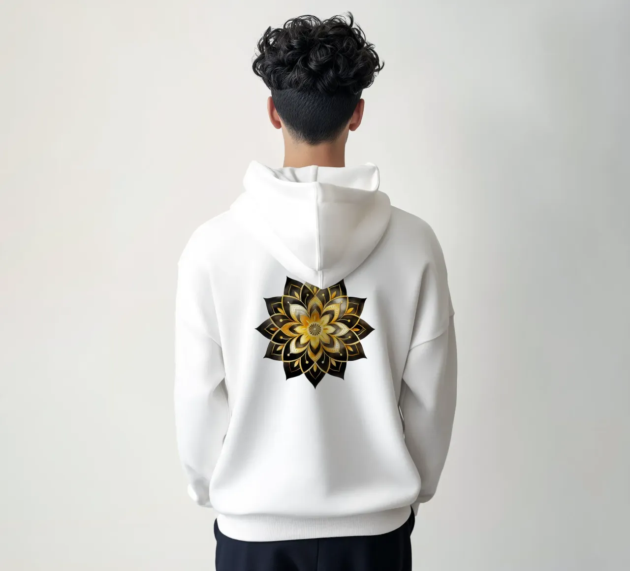 Mandala nero e oro felpa con cappuccio da Spiritual Touch