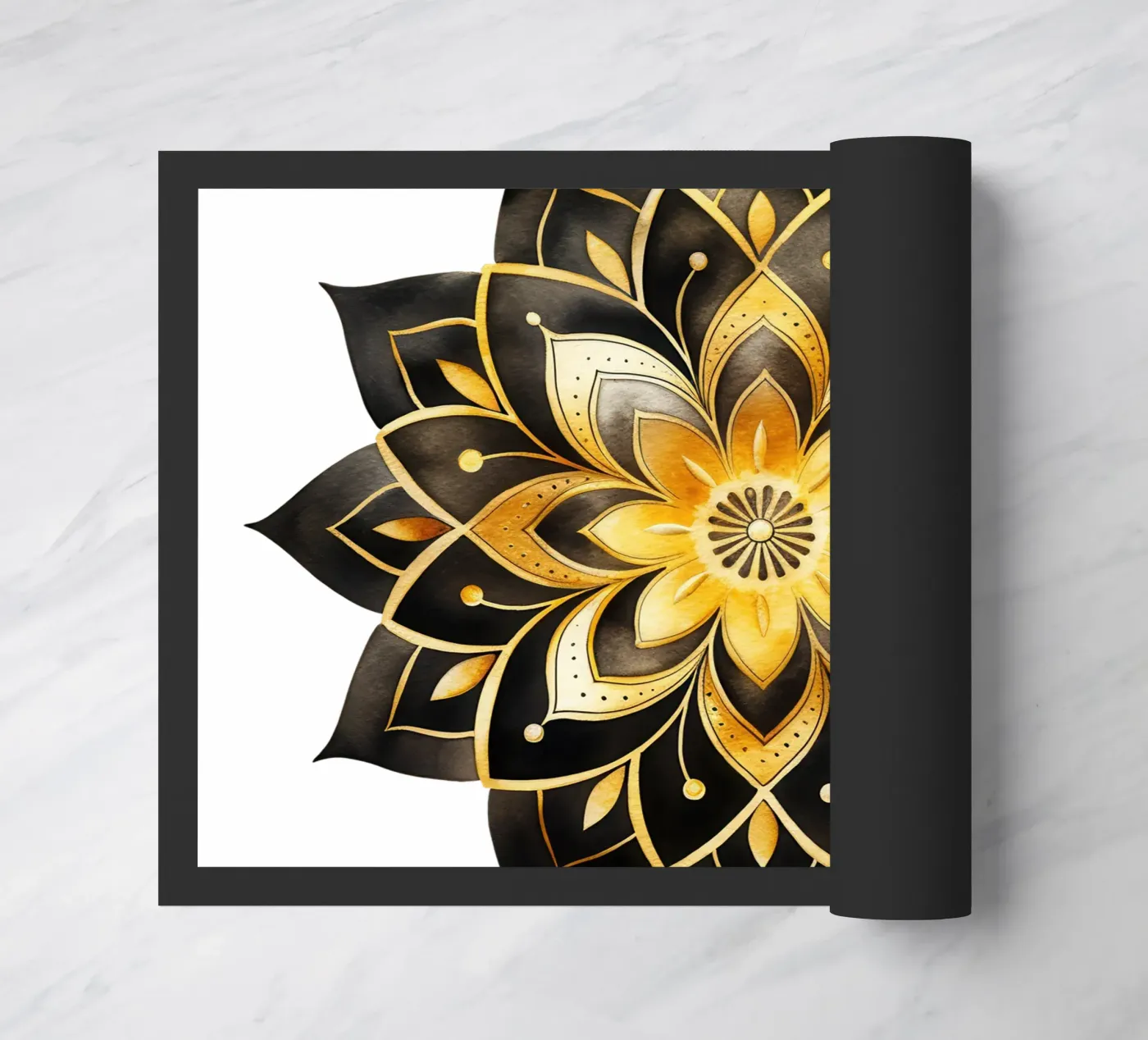 Mandala nero e oro zerbino da Spiritual Touch