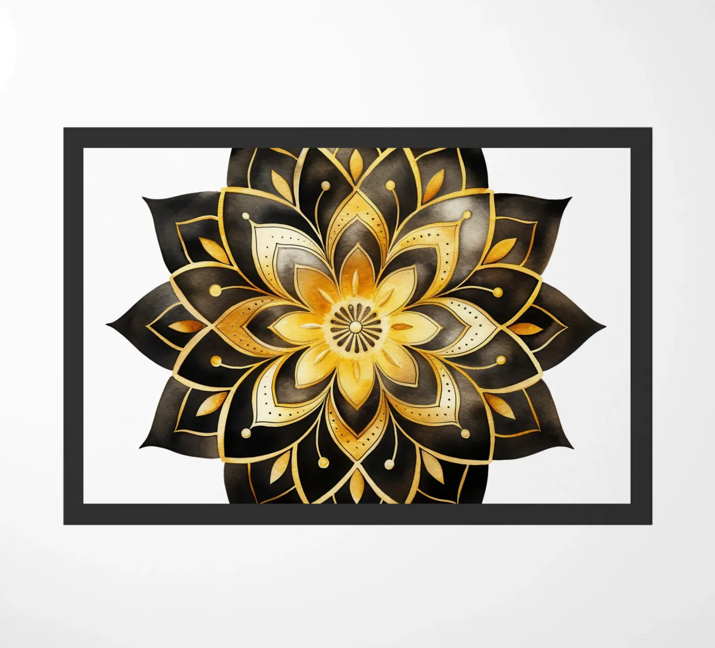 Mandala nero e oro zerbino da Spiritual Touch