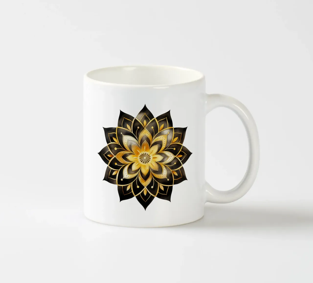 Mandala nero e oro tazza in ceramica da Spiritual Touch