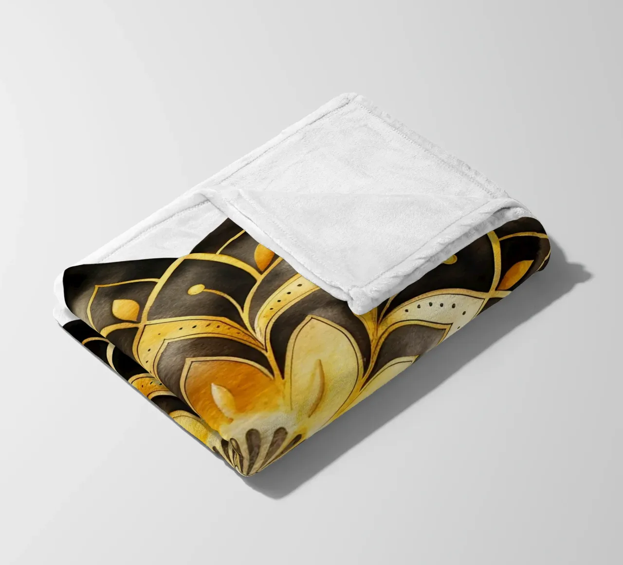 Mandala nero e oro coperta in pile da Spiritual Touch